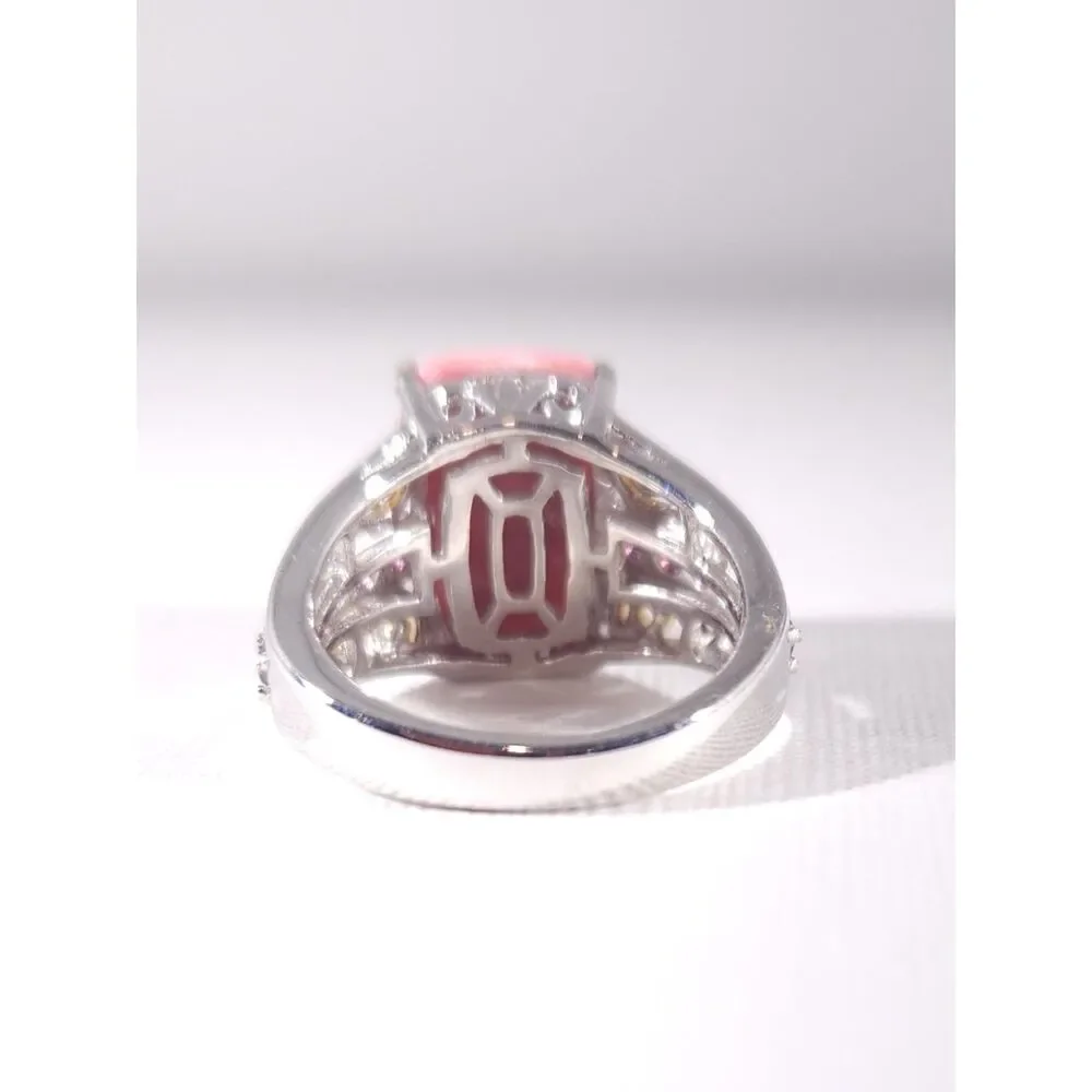 Thulite and Garnet 14k YG Accents Platinum over Sterling Silver